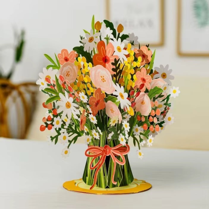 Felicitare 3D Pop-Up cu Buchet de Flori