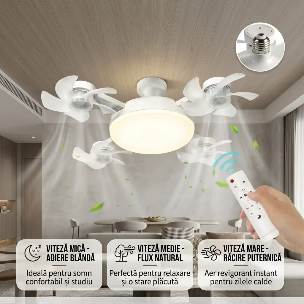Ventilator de tavan 2 in 1 cu lumina LED si telecomanda